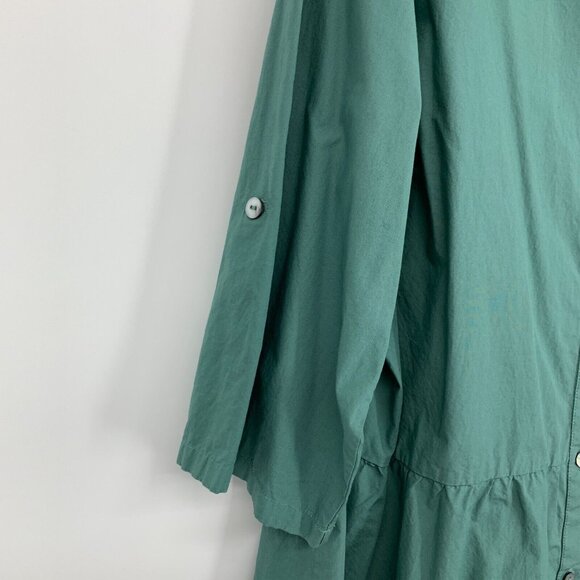 LOGO Lori Goldstein Top Button Front Tunic Roll Tab Waist Seam - Picture 6 of 12